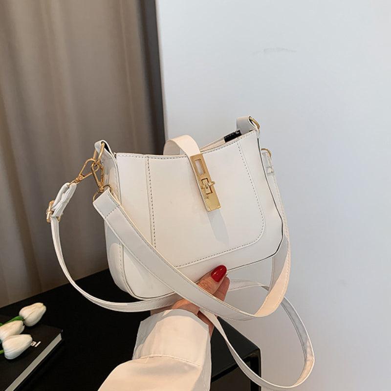 Solid PU Leather Underarm Bag Textured Shoulder Bag