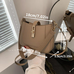 Solid PU Leather Underarm Bag Textured Shoulder Bag
