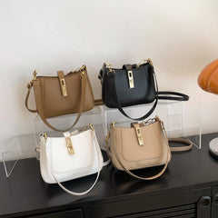 Solid PU Leather Underarm Bag Textured Shoulder Bag