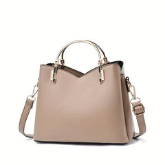 Large Capacity Tote Bag Block PU Leather Handbag Women's Casual Versatile Crossb