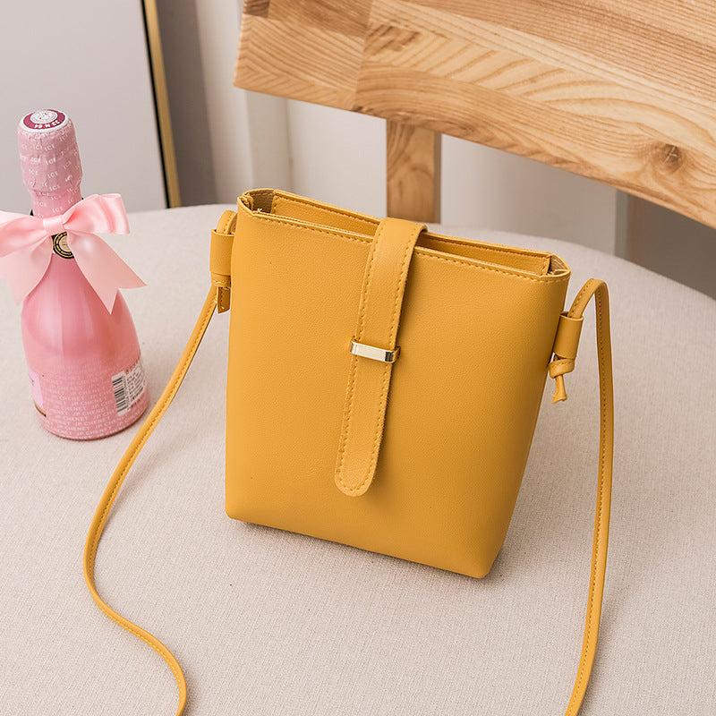 Small Solid Crossbody Square Bag Women's Buckle Decor Shoulder Bucket Bag