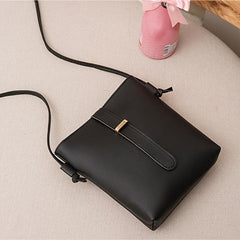 Small Solid Crossbody Square Bag Women's Buckle Decor Shoulder Bucket Bag