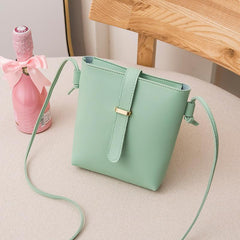 Small Solid Crossbody Square Bag Women's Buckle Decor Shoulder Bucket Bag