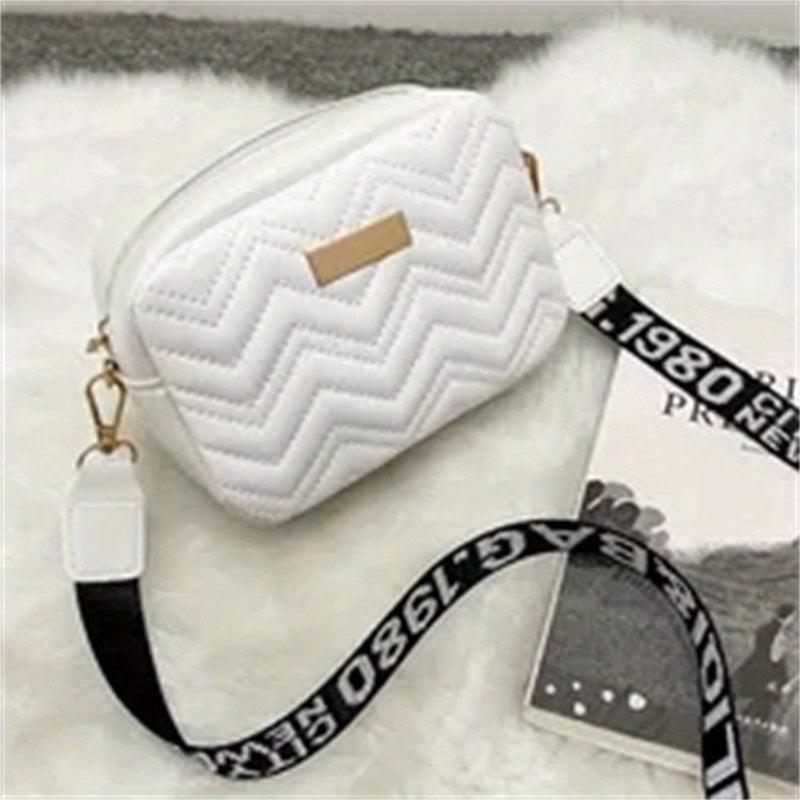 Quilted Square Crossbody Bag with Wide Strap