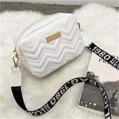 Quilted Square Crossbody Bag with Wide Strap