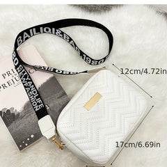 Quilted Square Crossbody Bag with Wide Strap