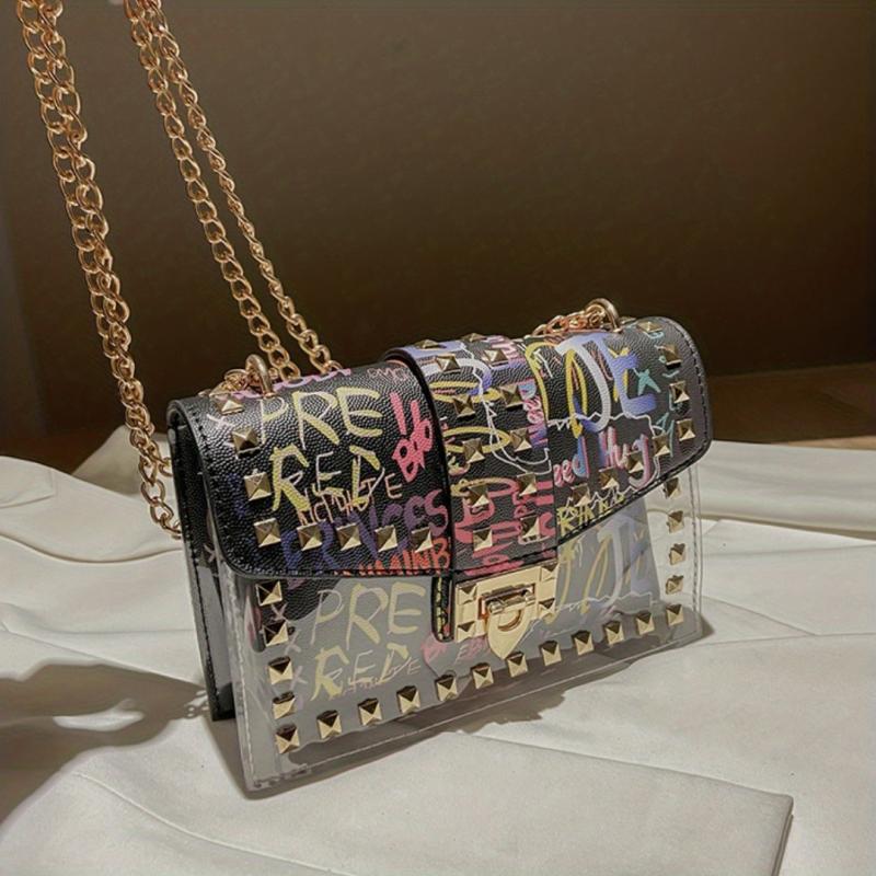 Colorful Crossbody Bag Studded Shoulder Purse
