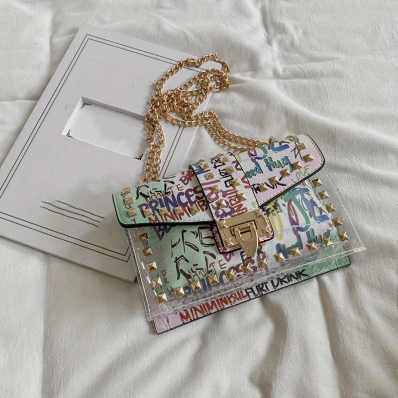 Colorful Crossbody Bag Studded Shoulder Purse