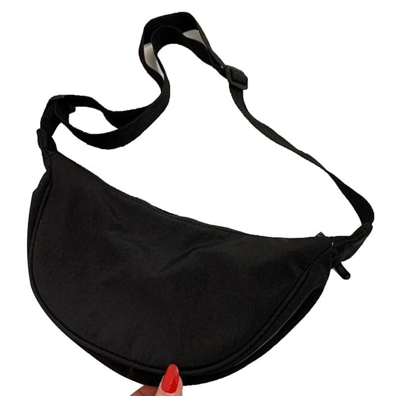 Plain Zipper Crossbody Bag Lightweight Nylon One Shoulder Bag