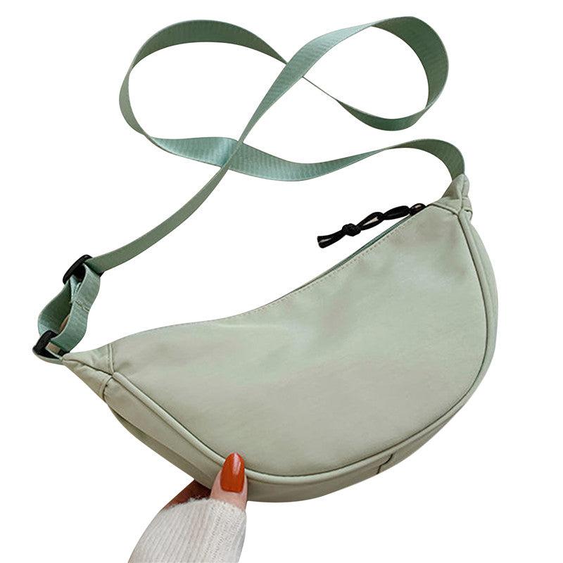 Plain Zipper Crossbody Bag Lightweight Nylon One Shoulder Bag