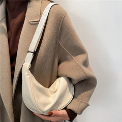 Plain Zipper Crossbody Bag Lightweight Nylon One Shoulder Bag