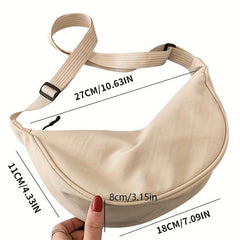 Plain Zipper Crossbody Bag Lightweight Nylon One Shoulder Bag