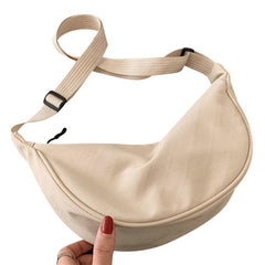 Plain Zipper Crossbody Bag Lightweight Nylon One Shoulder Bag