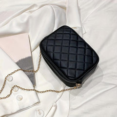 Quilted Chain Crossbody Bag Mini Square Purse Faux Leather Camera Bag