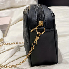 Quilted Chain Crossbody Bag Mini Square Purse Faux Leather Camera Bag