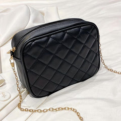 Quilted Chain Crossbody Bag Mini Square Purse Faux Leather Camera Bag