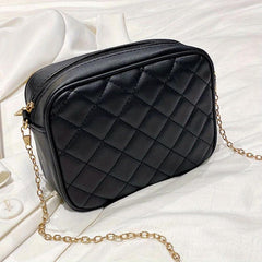 Quilted Chain Crossbody Bag Mini Square Purse Faux Leather Camera Bag