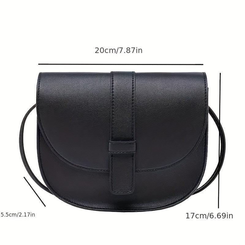 Minimalist Saddle Shoulder Bag Solid Flap Bag Crossbody For Work