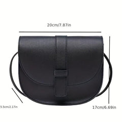 Minimalist Saddle Shoulder Bag Solid Flap Bag Crossbody For Work