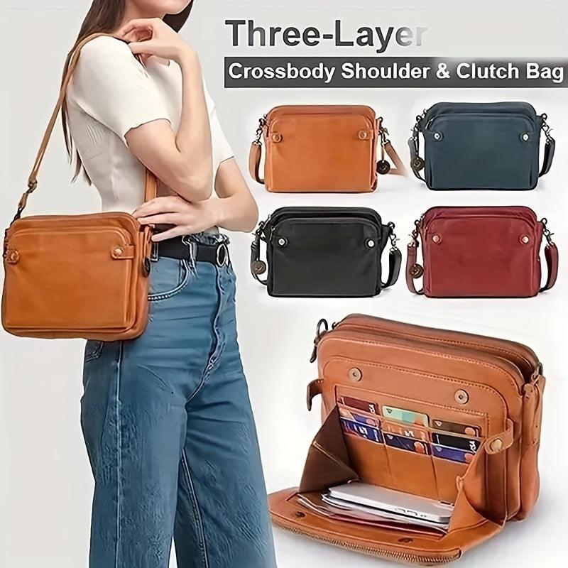 Vintage Square Crossbody Bag Faux Leather Clutch Purse for Women