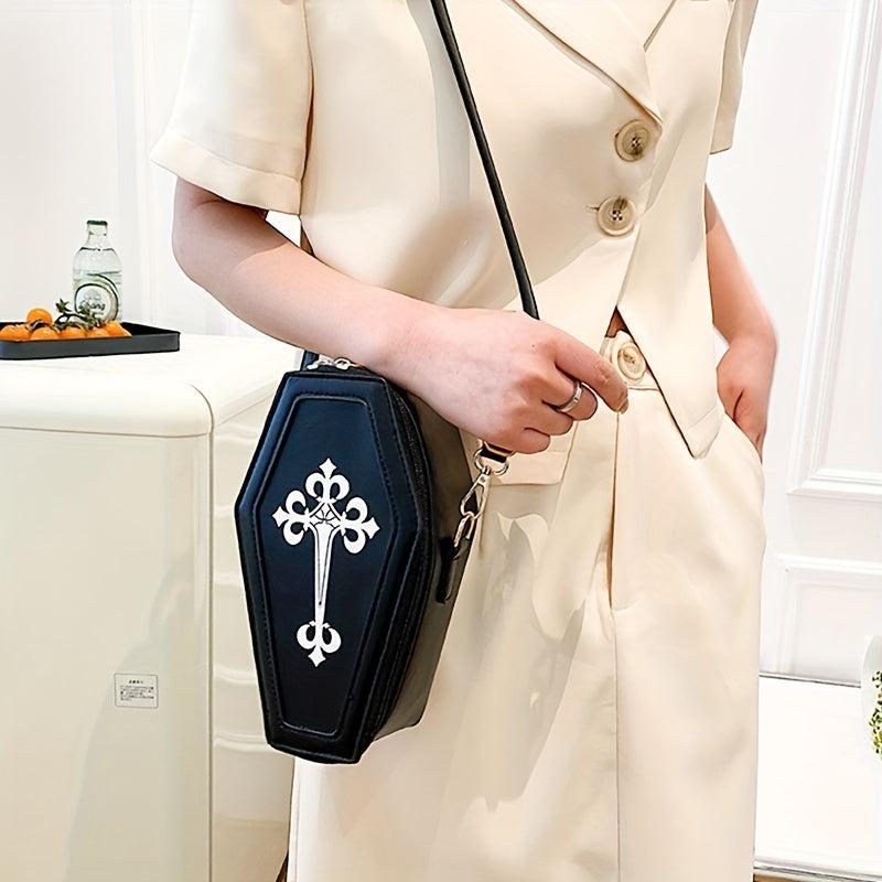 Gothic Crossbody Bag Mini Coffin Shape Vintage Purse