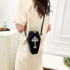 Gothic Crossbody Bag Mini Coffin Shape Vintage Purse
