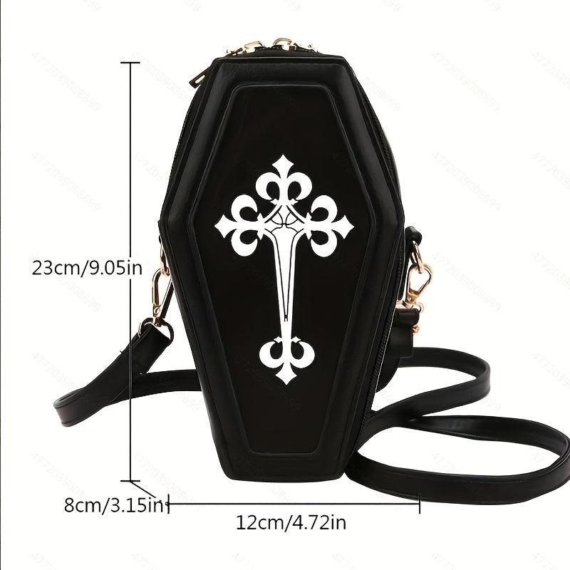 Gothic Crossbody Bag Mini Coffin Shape Vintage Purse