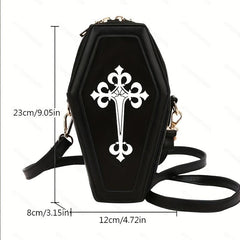 Gothic Crossbody Bag Mini Coffin Shape Vintage Purse