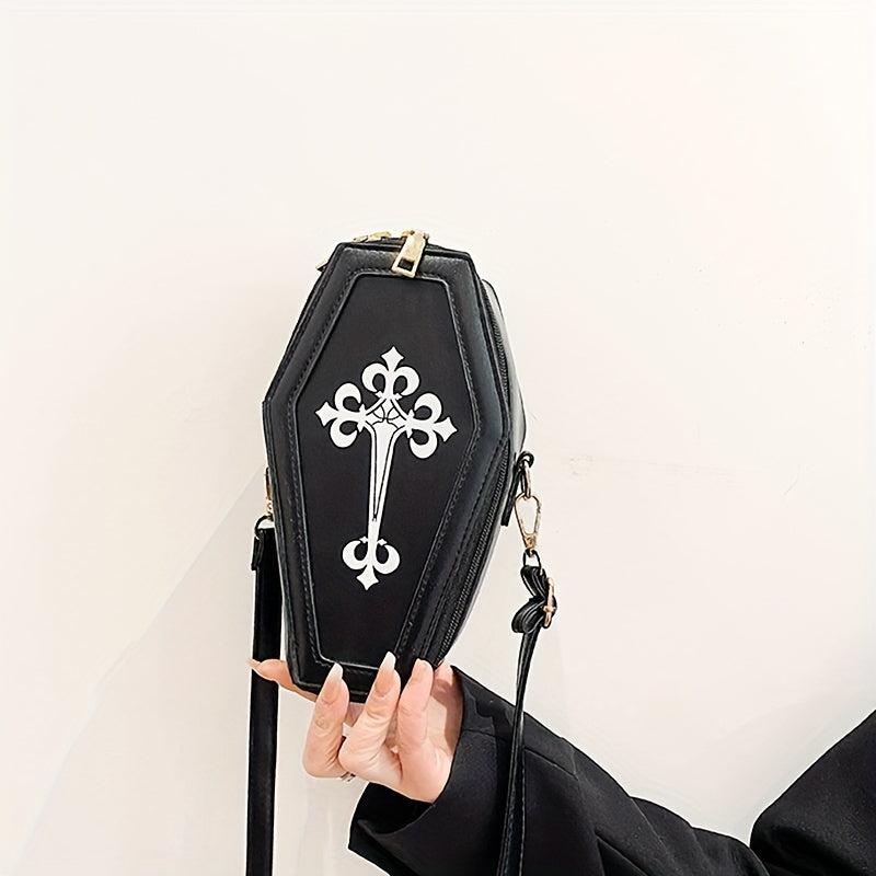 Gothic Crossbody Bag Mini Coffin Shape Vintage Purse