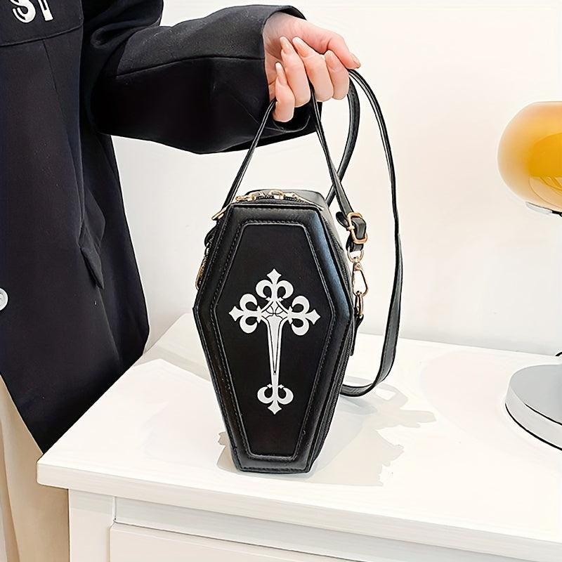 Gothic Crossbody Bag Mini Coffin Shape Vintage Purse