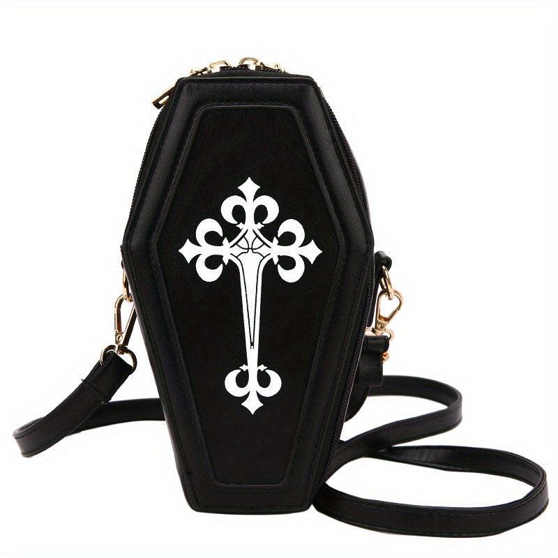 Gothic Crossbody Bag Mini Coffin Shape Vintage Purse