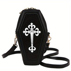 Gothic Crossbody Bag Mini Coffin Shape Vintage Purse