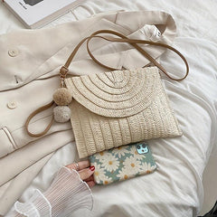 Ethnic Style Straw Handbag Summer Beach Crossbody Bag