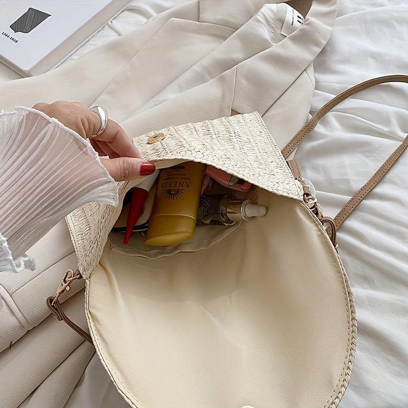Ethnic Style Straw Handbag Summer Beach Crossbody Bag