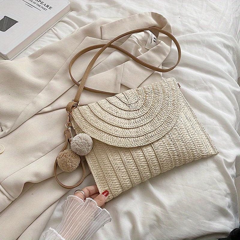 Ethnic Style Straw Handbag Summer Beach Crossbody Bag