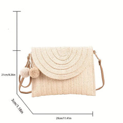 Ethnic Style Straw Handbag Summer Beach Crossbody Bag