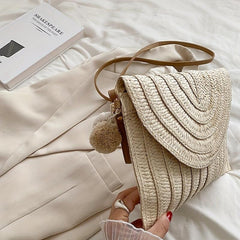 Ethnic Style Straw Handbag Summer Beach Crossbody Bag