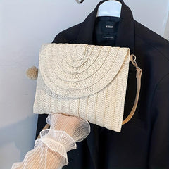 Ethnic Style Straw Handbag Summer Beach Crossbody Bag