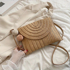 Ethnic Style Straw Handbag Summer Beach Crossbody Bag