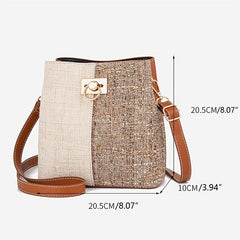 Small Block Bucket Bag Circle Buckle Crossbody Purse For Women