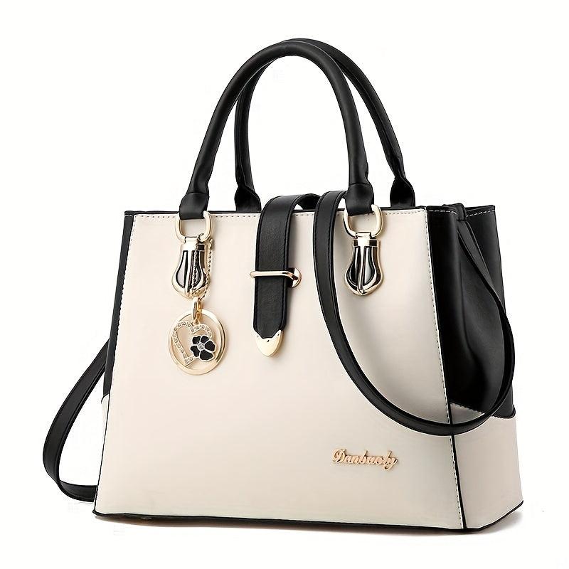 Contrast Handbags Double Handle Satchel Purse Women's Crossbody Bag