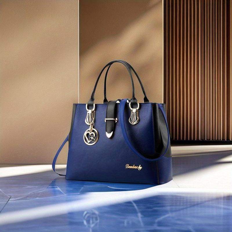 Contrast Handbags Double Handle Satchel Purse Women's Crossbody Bag