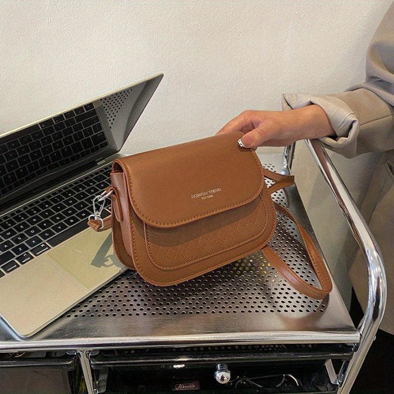 Vintage Saddle Bag Women Embossed Crossbody Small Flap Purse