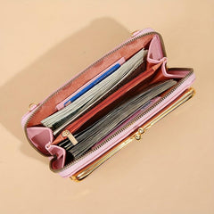 Women's Long Coin Purse Braided Shoulder Bag with Pockets