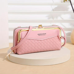 Women's Long Coin Purse Braided Shoulder Bag with Pockets
