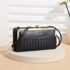 Women's Long Coin Purse Braided Shoulder Bag with Pockets