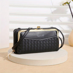 Women's Long Coin Purse Braided Shoulder Bag with Pockets