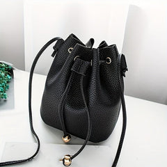 Litchi Pattern Bucket Bag Crossbody Shoulder Purse