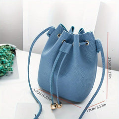Litchi Pattern Bucket Bag Crossbody Shoulder Purse
