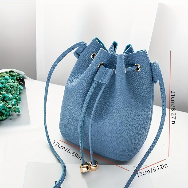 Litchi Pattern Bucket Bag Crossbody Shoulder Purse